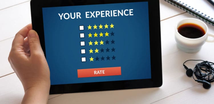 Online Review Stars on Tablet