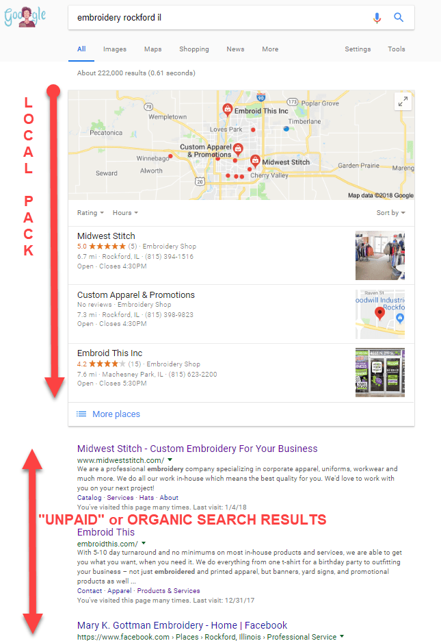 Organic Listings Local Pack